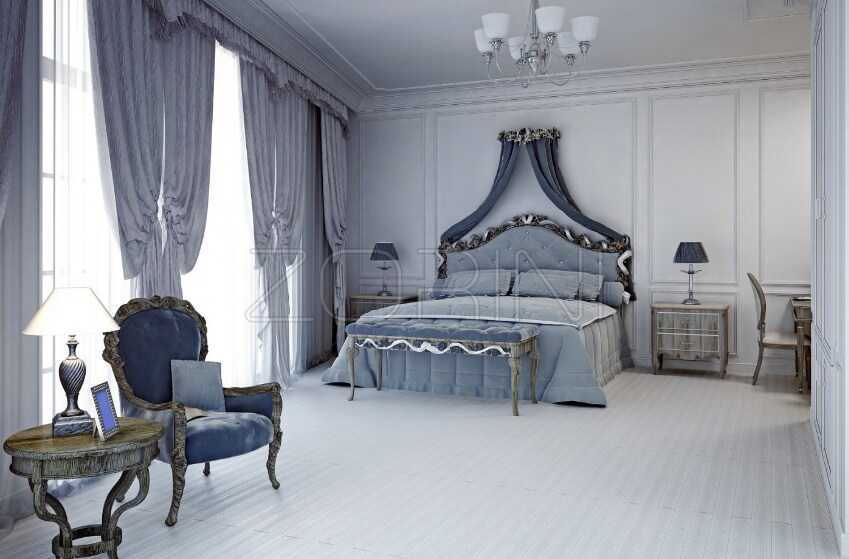 Мебель для спальни синего цвета - фото